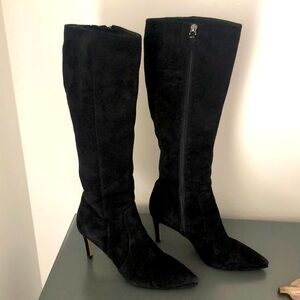 Suede Black Knee High Boots